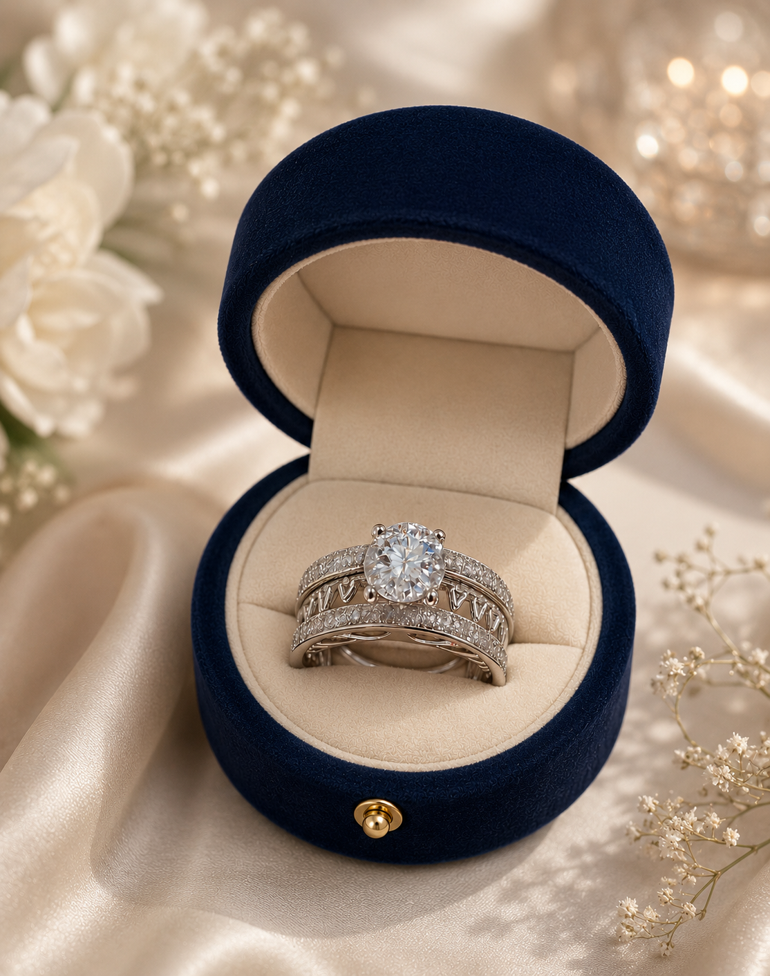 Midnight Luxe Halo Ring Set