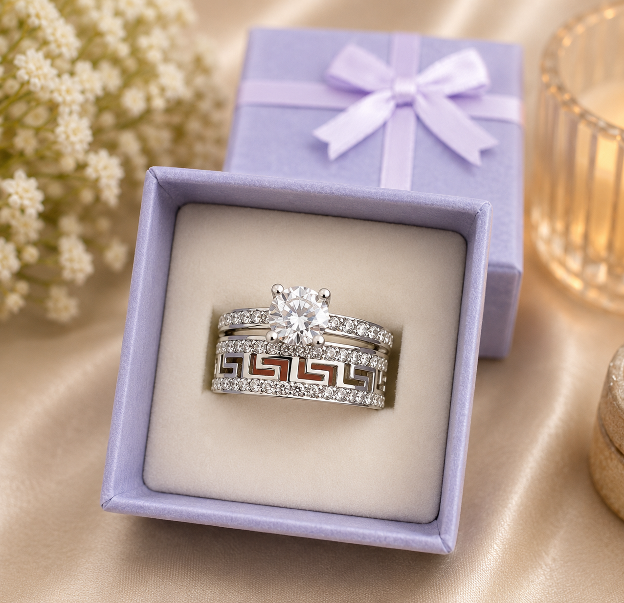 Royal Spark Greek Ring Set