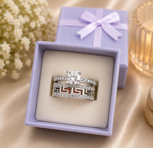 Royal Spark Greek Ring Set