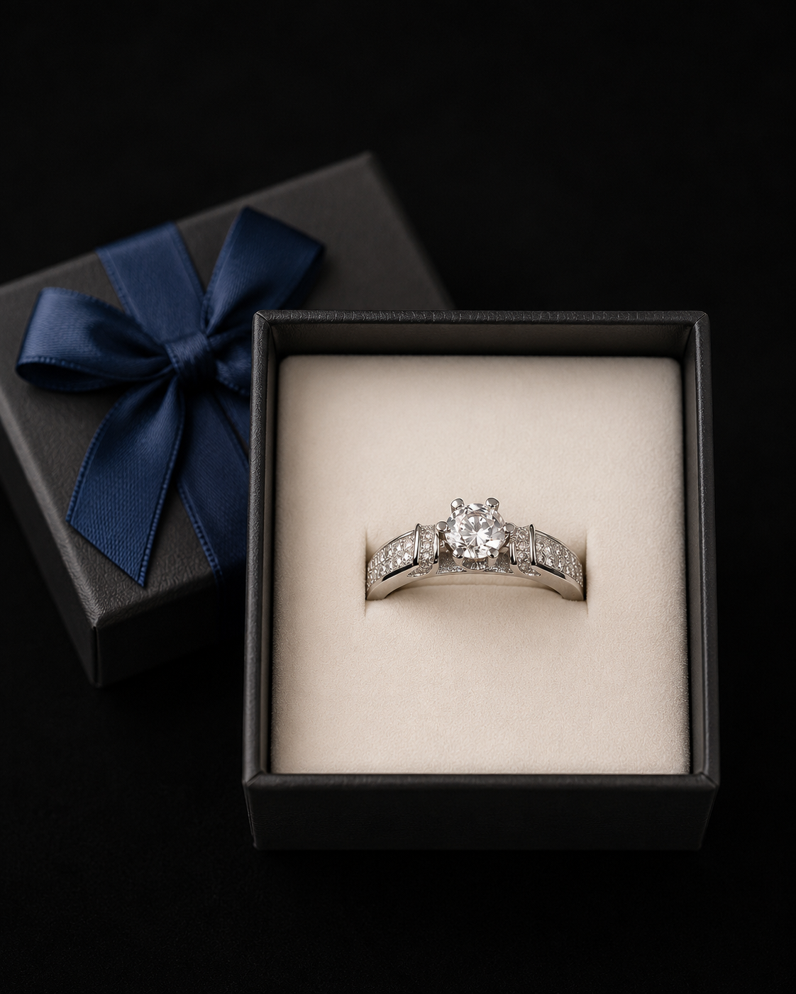 Radiant Crown Solitaire Ring