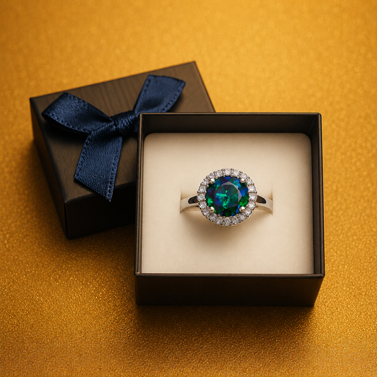Royal Emerald Halo Ring