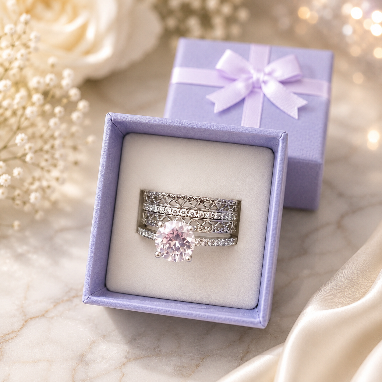 Blush Heart Promise Ring Set