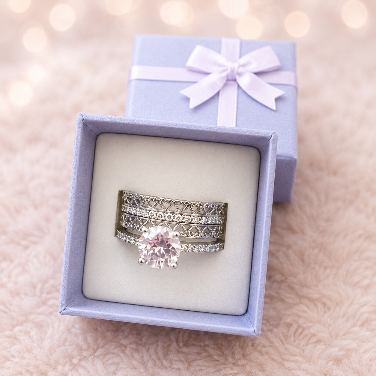 Blush Luxe Heart Ring Set