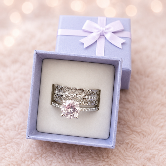 Blush Luxe Heart Ring Set