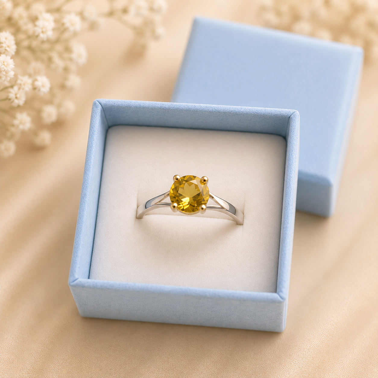 Golden Aura Solitaire Ring