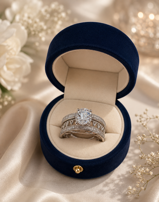 Midnight Luxe Halo Ring Set