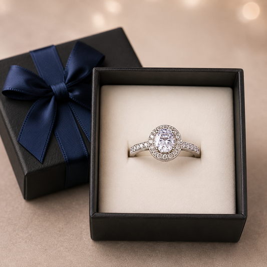 Luna Halo Oval Engagement Ring